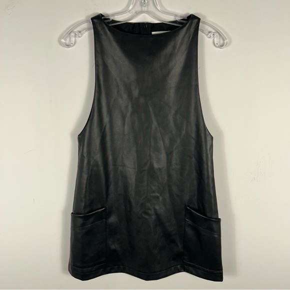 Zara Black Sleeveless girl dress faux leather 11-12 yrs - Picture 1 of 11
